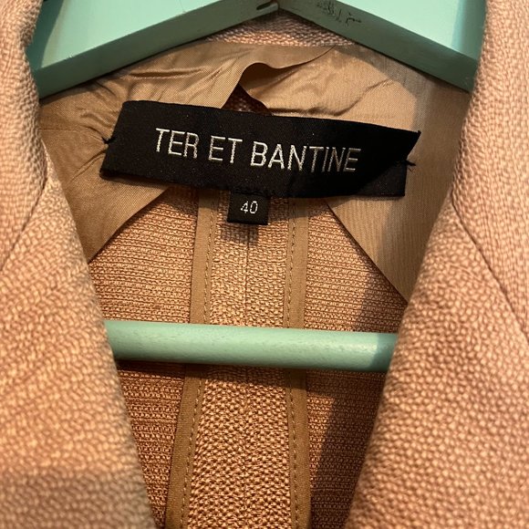 Skirt suit, single pleat slant pockets, huckabak linen fabric, MADE IN ITALY - Picture 4 of 13